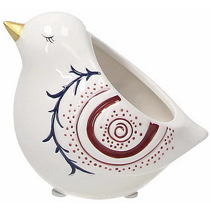 Ваза «Птица со спиралью», керамика, белый