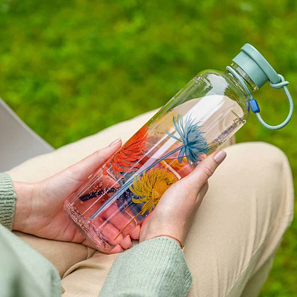 Бутылка для воды "Mint Flower", стекло, 750 мл, прозрачный, мятный - 5
