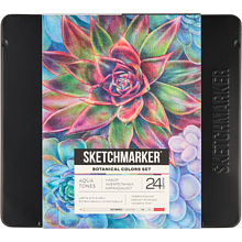 Набор карандашей акварельных "Sketchmarker Ботаника", 24 цвета, в металлической коробке