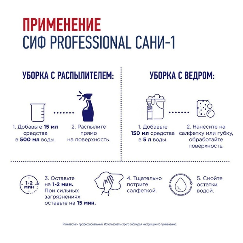 Средство чистящее для удаления известкового налета и ржавчины "Сиф Professional САНИ-1", 1 л, концентрат, кислотное - 5