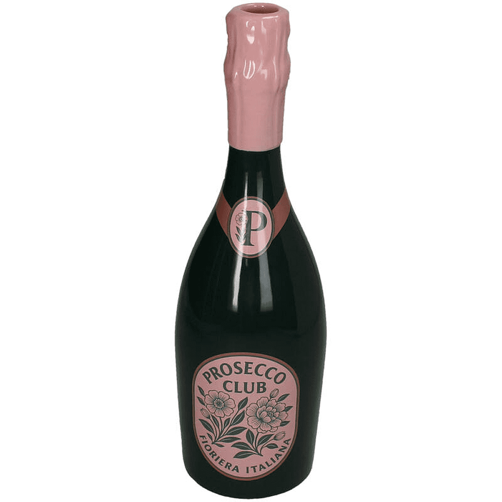 Ваза керамическая "Prosecco Bottle", 9.8х9.8х21 см, темно-зеленый, розовый