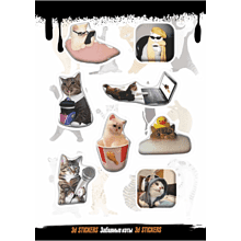 Набор наклеек объемных "Забавные коты", А6, 1 лист, 8 шт