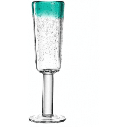 Бокал стеклянный для шампанского "Burano", 150 мл, бирюзовый