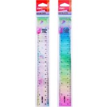 Линейка "Deli EH653", 20 см, прозрачный, ассорти градиент 