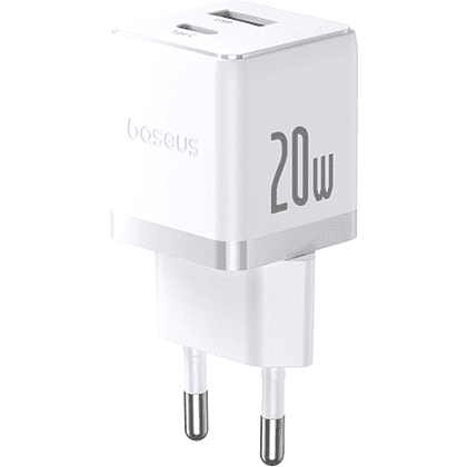Сетевое зарядное устройство Baseus Palm P10111608213-00, Fast Charger C+U 20W EU, Moon White