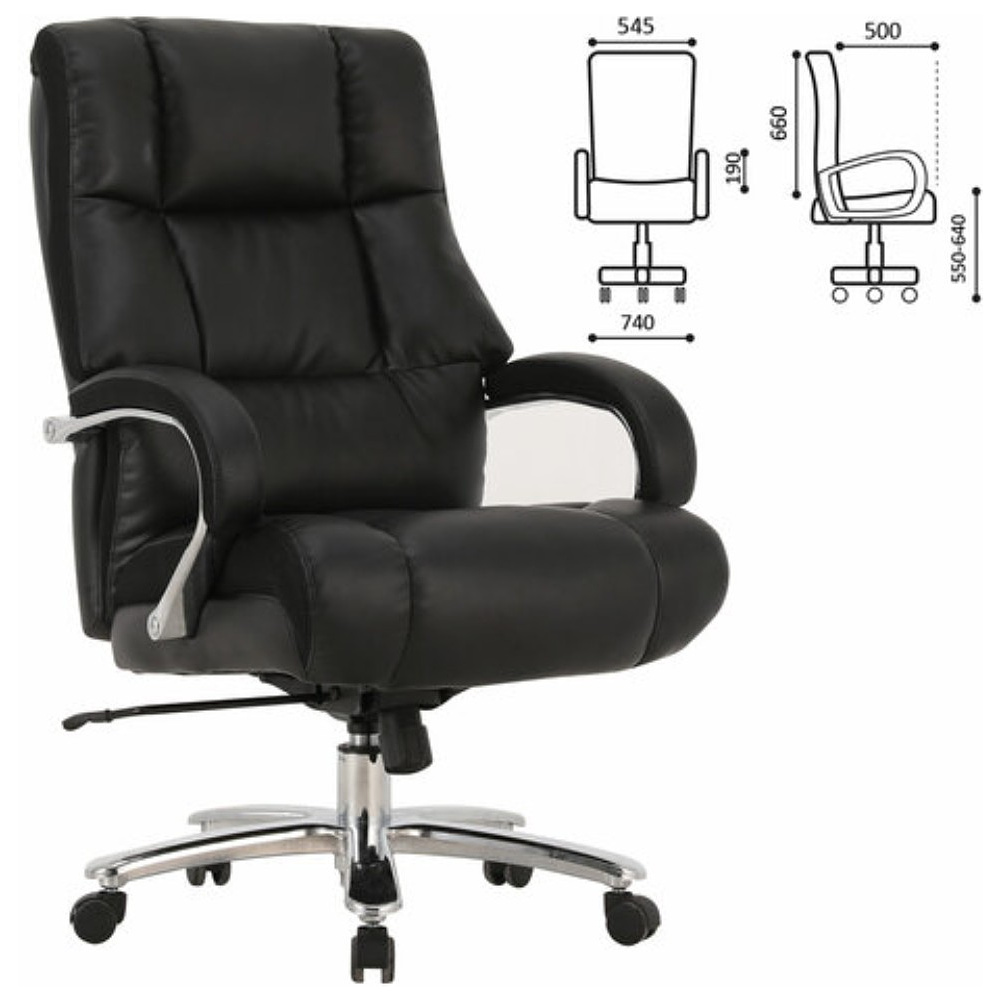Кресло для руководителя BRABIX "Premium Bomer HD-007", экокожа, хром, черный - 2