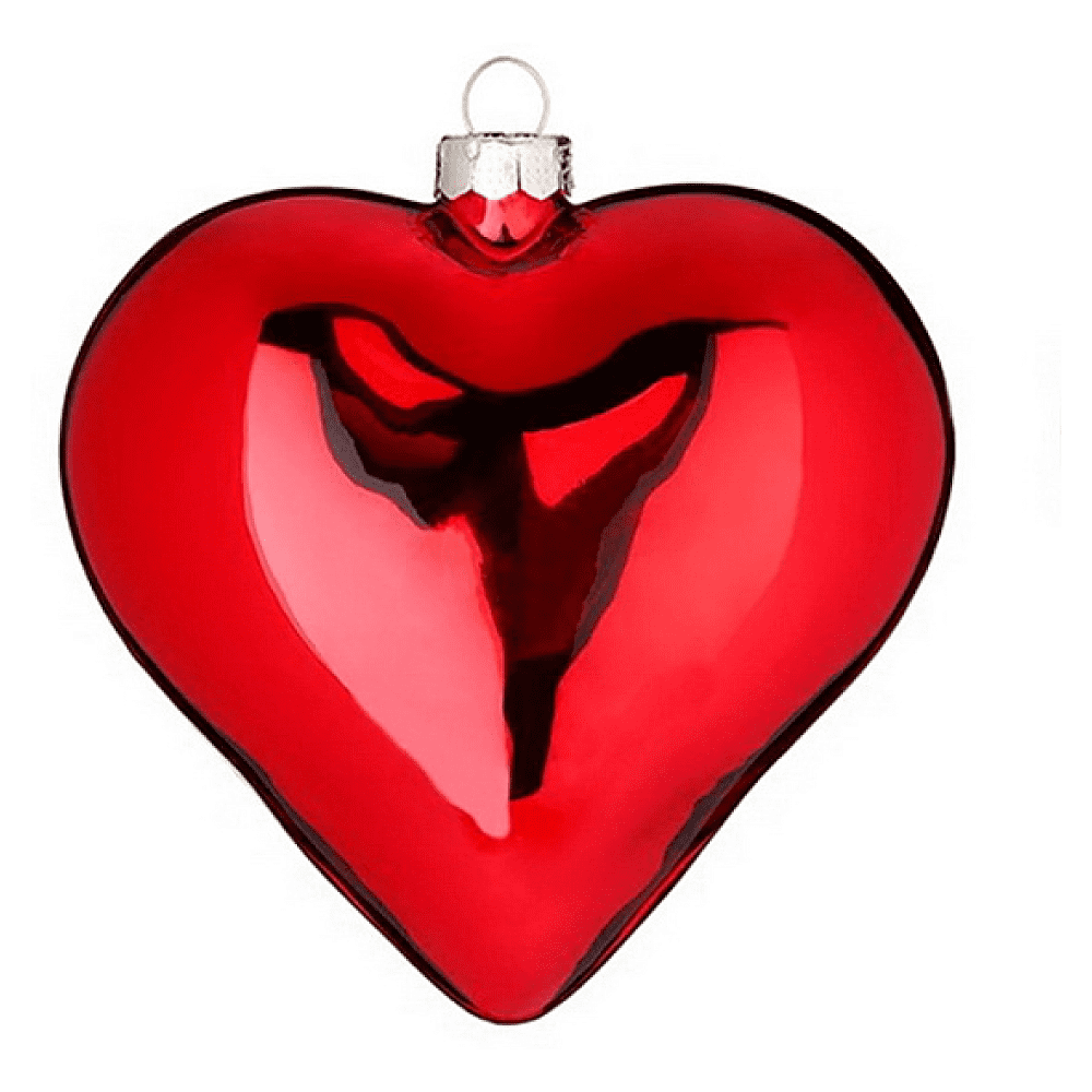 Украшение елочное "Сердце", 8 см, стекло, красный, глянцевый