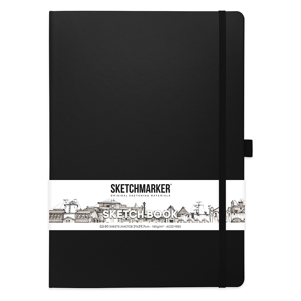 Скетчбук "Sketchmarker", 21x30 см, 140 г/м2, 80 листов, черный