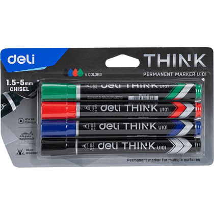 Набор маркеров перманентных "Think", 4 шт, ассорти - 7