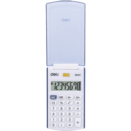 Калькулятор карманный Deli "Easy 39217", 8-ми разрядный, пластик, белый, синий