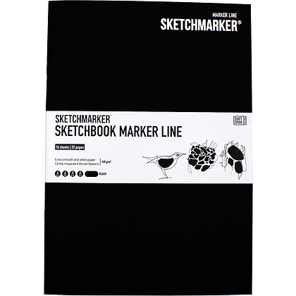 Скетчбук "Sketchmarker marker line", 17.6x25 см,160 г/м2, 16 листов, черный