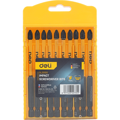 Бита ударная Deli YS EDL251100, 10 шт., PH2 x 100 мм - 2