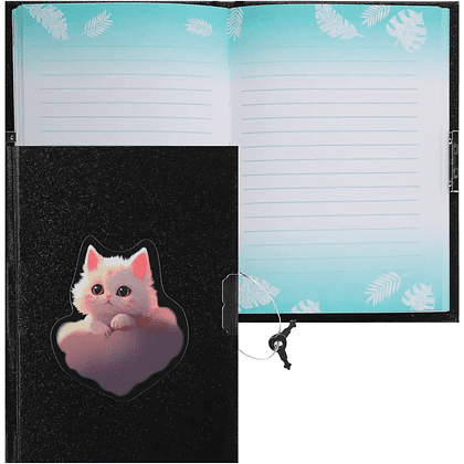 Книга записная "Dream Cat", А6, 110x150 мм, 56 листов, в линейку, с замком, черный