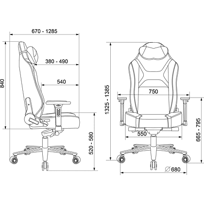 Кресло компьютерное Бюрократ A4Tech Bloody GC-680, искусственная замша, черный, серый, металл - 18