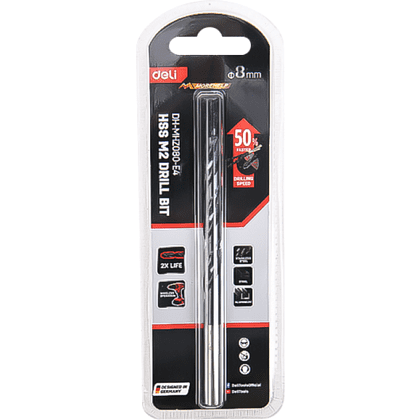 Сверло по металлу Deli RS EDH-MHZ080-E4, 8.0 мм, DIN 338, HSS-TiN - 3 Сверло по металлу Deli RS EDH-MHZ080-E4, 8.0 мм, DIN 338, HSS-TiN - 3