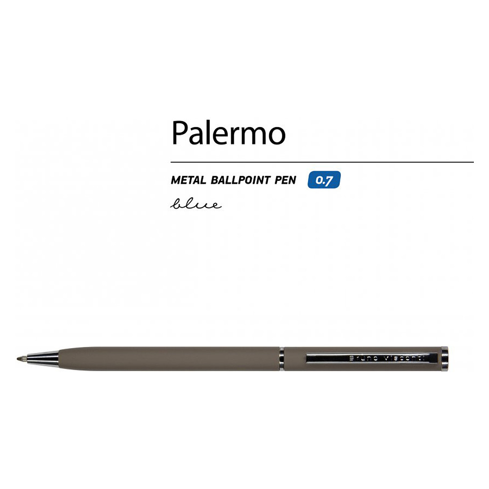 Ручка шариковая автоматическая "Palermo", 0.7 мм, серый, серебристый, стерж. синий - 3