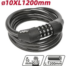 Замок тросовый велосипедный Deli YS EDL508051, 10 x 1200 мм, кодовый
