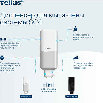 Диспенсер Tellus для мыла-пены, белый, SC4 - 9