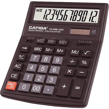 Калькулятор настольный CD-2698-12DM Catiga, 12-разрядный, пластик, черный,  -30%