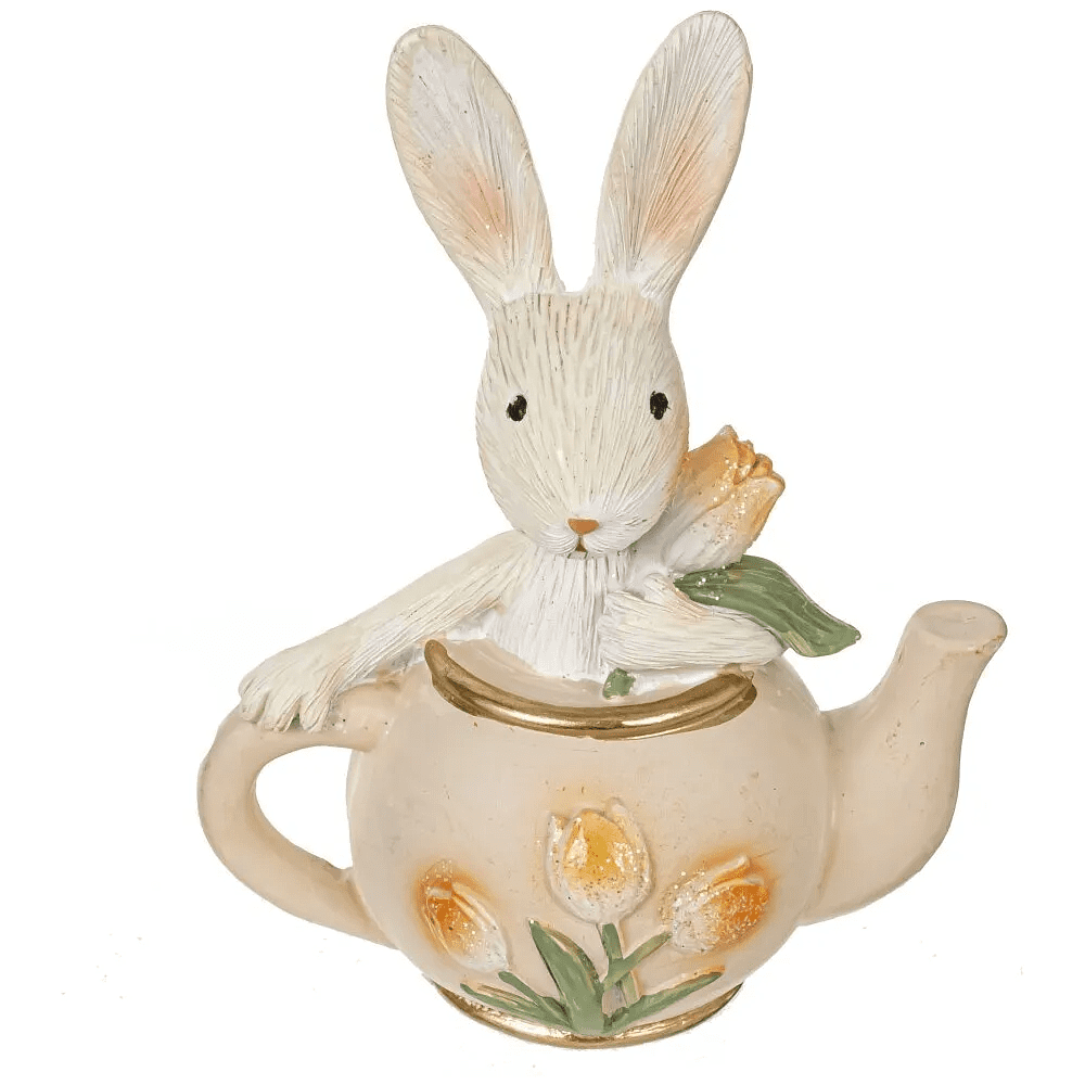 Фигурка "Заяц в чайнике", 8 x 5 x 10 см, бежевый