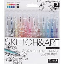 Набор ручек акриловых "Sketch&Art", 1 мм, 12 шт, ассорти