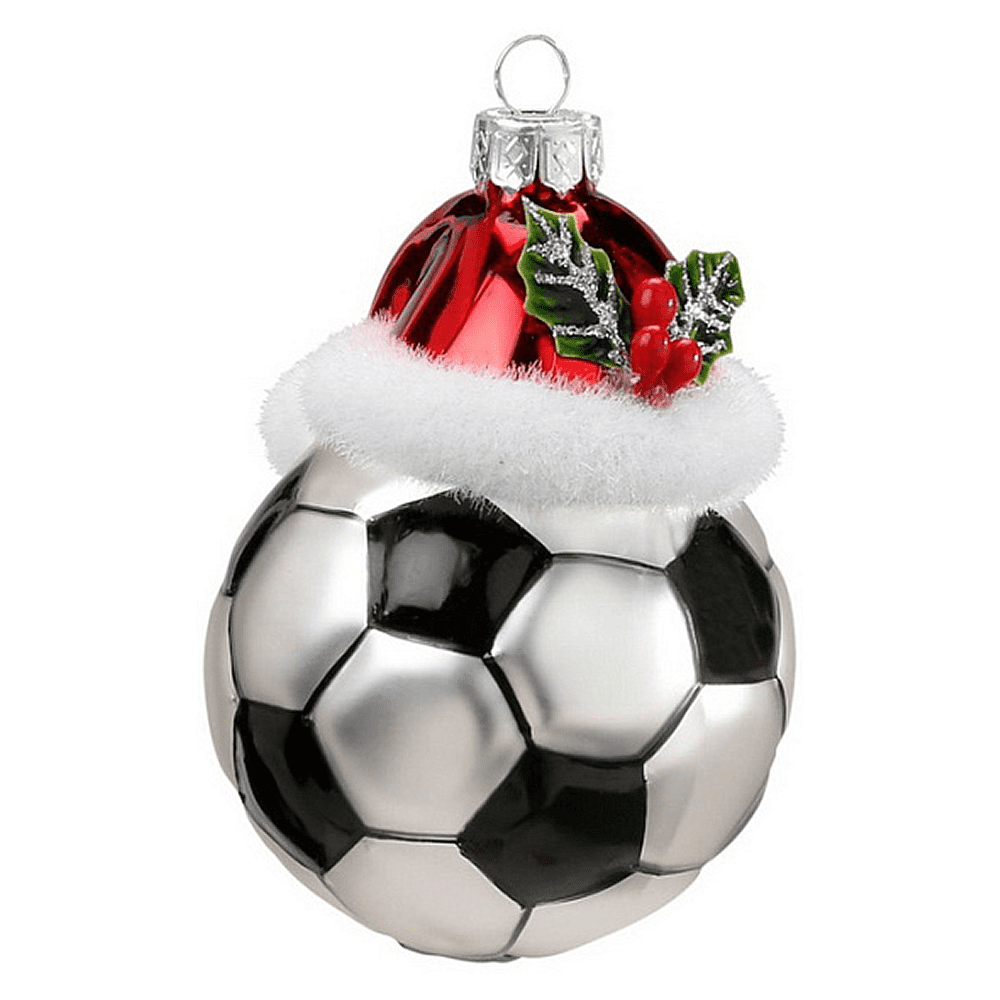 Украшение елочное "Футбольный мяч", 9 см, стекло, разноцветный
