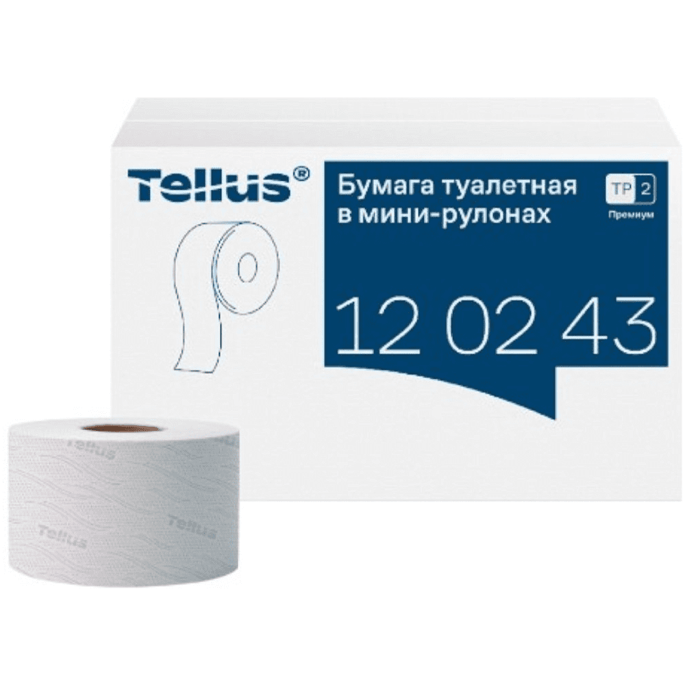 Бумага туалетная Tellus Премиум TP2, в мини-рулонах, 170 м, 2 слоя