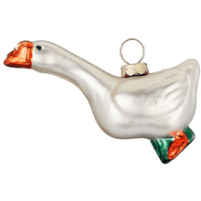 Украшение елочное "Гусь", 8 см, стекло, белый