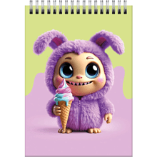 Блокнот "Улыбашки.1", A6, 60 листов, клетка, зеленый, фиолетовый