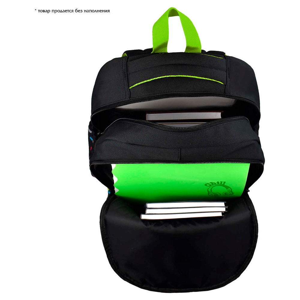 Рюкзак школьный "Цифровая атака", черный, зеленый - 6