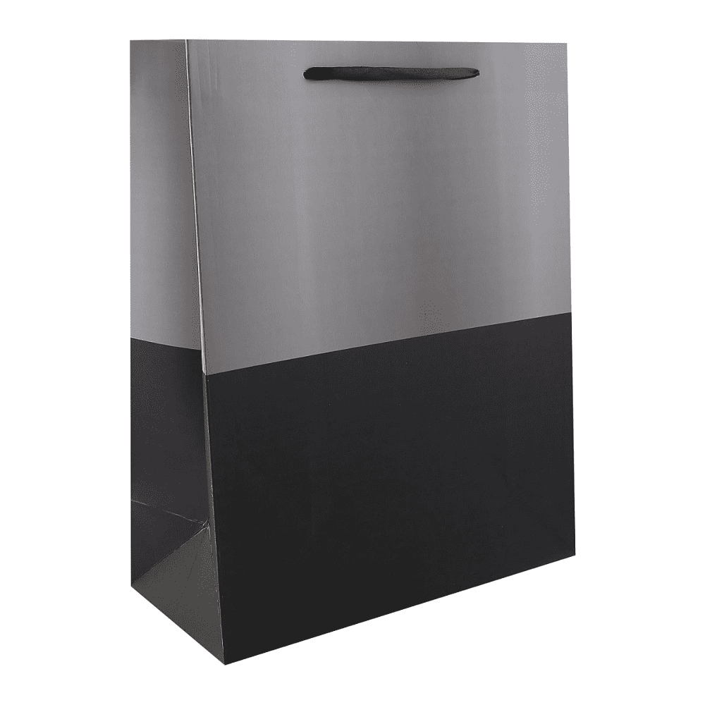 Пакет бумажный подарочный "Two color", 26х32х12 см, серый, черный