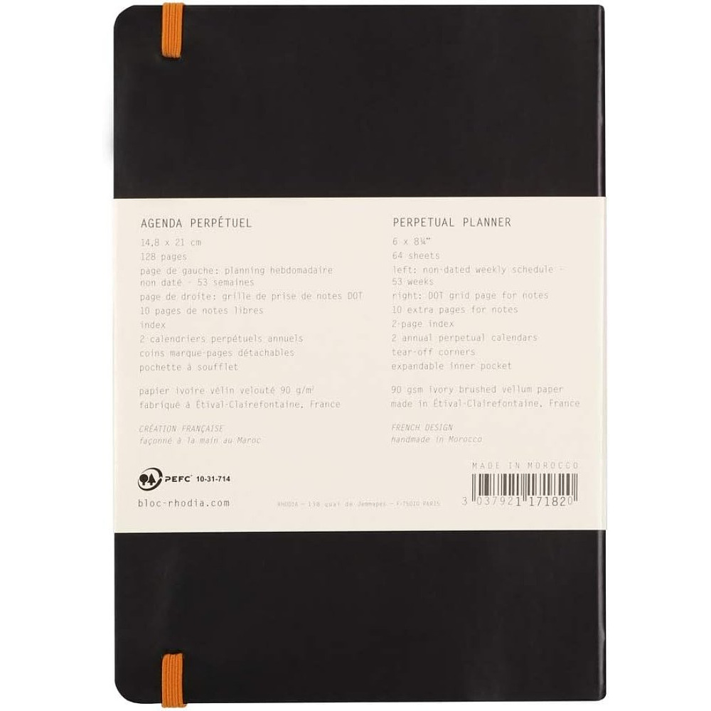 Еженедельник недатированный Clairefontaine Rhodia "Rhodiarama Perpetual", 148x210 мм, 128 страниц, черный - 8