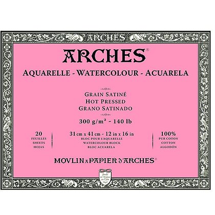 Блок-склейка бумаги для акварели "Arches", 41x31 см, 300 г/м2, 20 листов