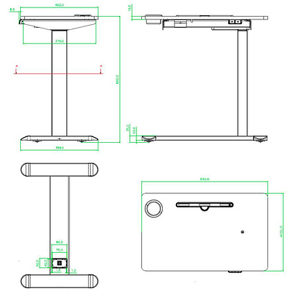 Стол подъемный с электроприводом одномоторный AOKE REST WOOD, черный/темное дерево (AK-MR-P20-C-BK+WN) - 4