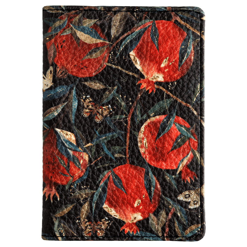 Обложка для паспорта "Flora. Гранат", кожзам., черный, красный - 2