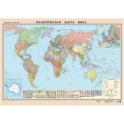 Карта настенная "Карта мира политическая", 160x120 см