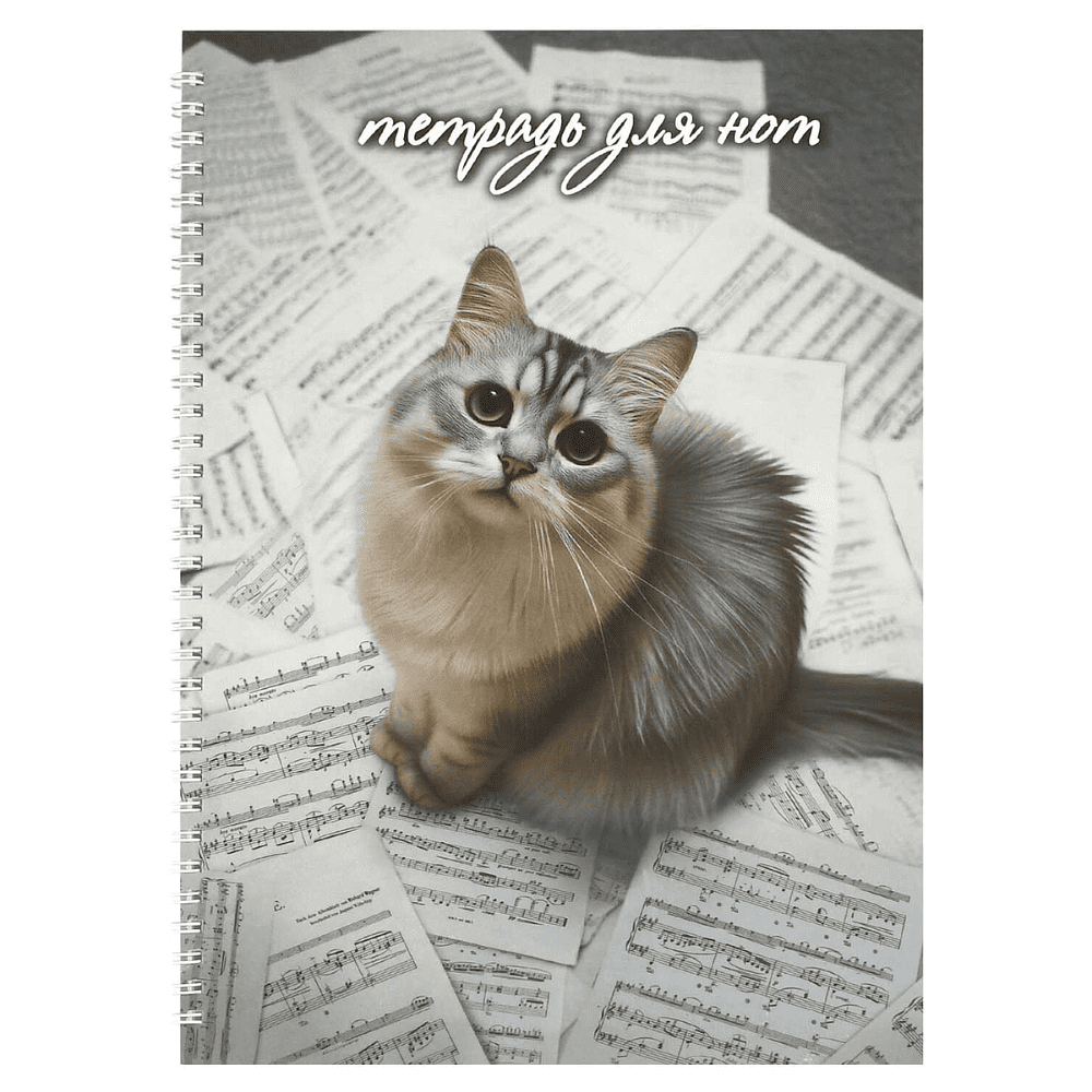 Тетрадь для нот "Кот и партитура", А4, 32 листа