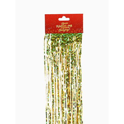 Гирлянда-дождик "Мерцание полос", 9х150 см, фольга, жёлтый - 7