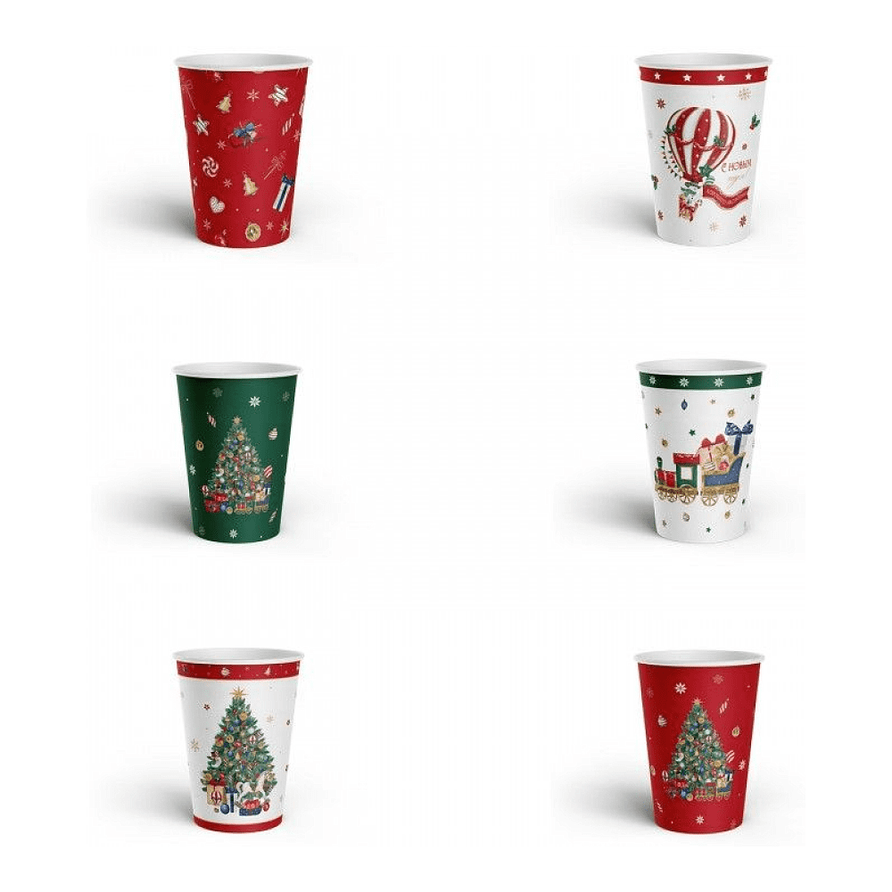Стакан бумажный "New Years Joy", 250 мл, 6 шт, ассорти