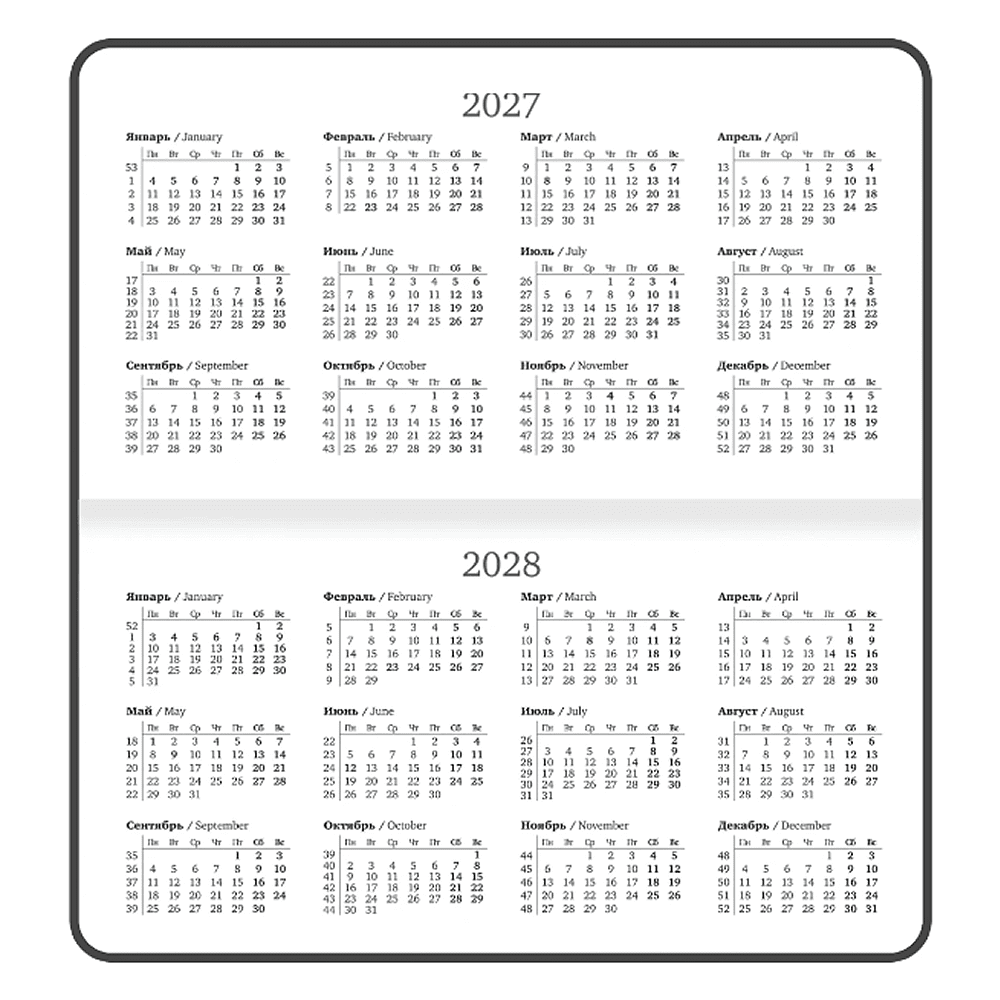 Еженедельник датированный "Мрамор" на 2027 год, А6, 128 страниц, линейка, черный - 3