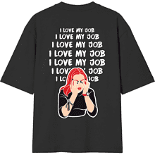 Футболка унисекс оверсайз "I love my job", XS-S, хлопок, черный