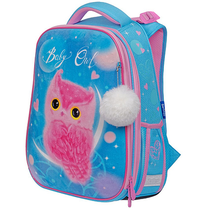 Рюкзак школьный "Plush Owl", розовый, голубой