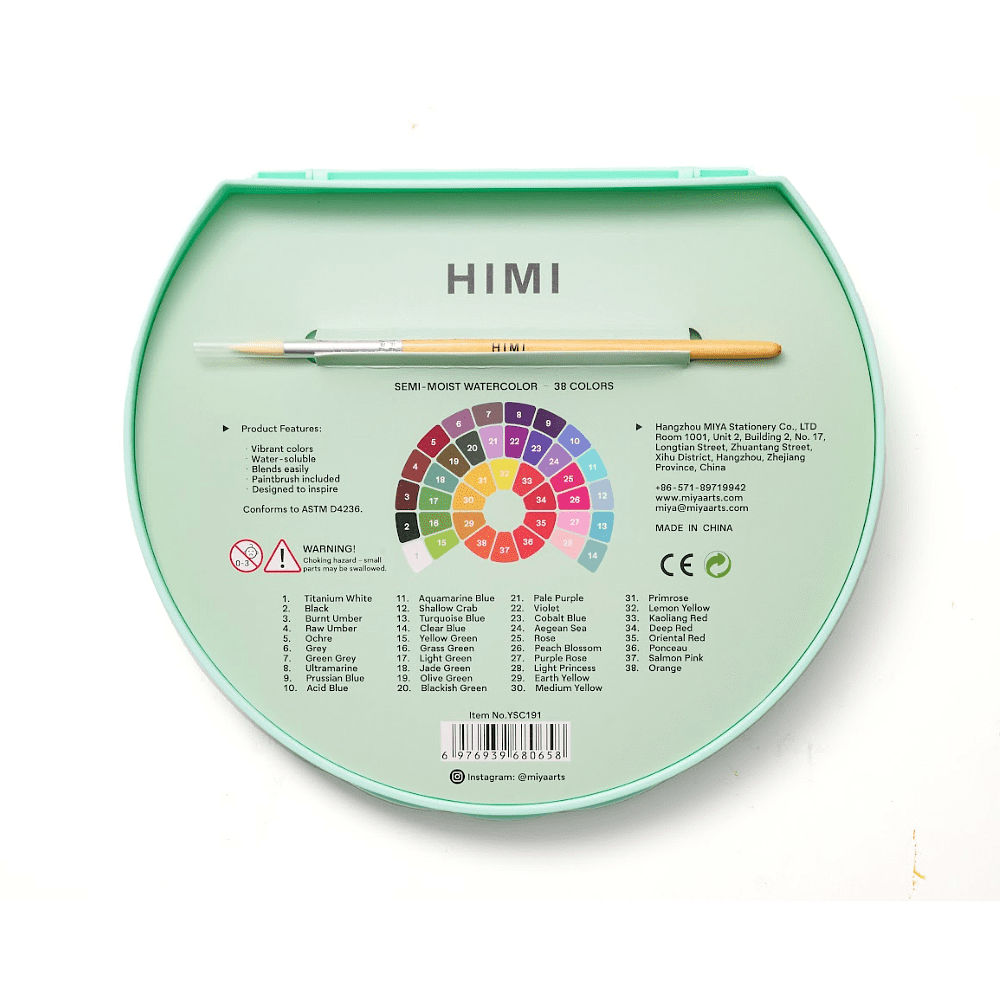 Краски акварельные "Himi", набор, 38 цветов, зелёный футляр - 4