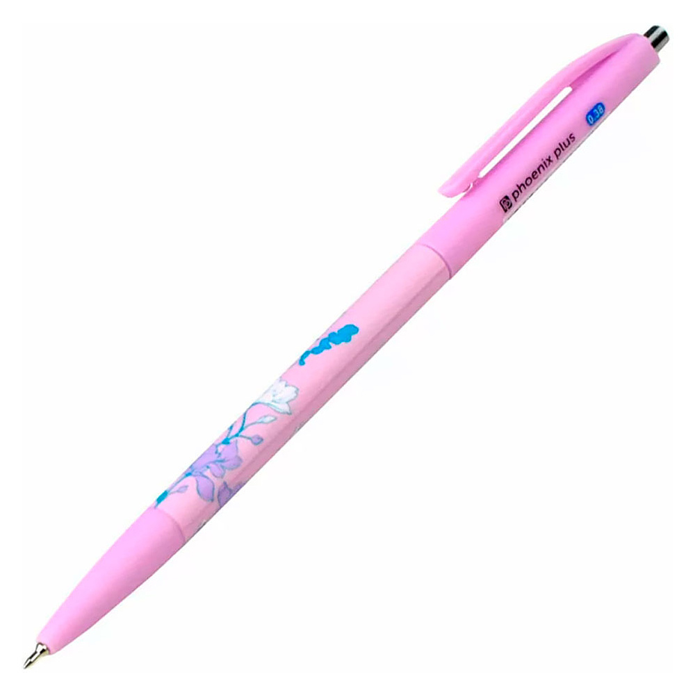 Ручка шариковая автоматическая "Флористика", 0.38 мм, ассорти, стерж. синий