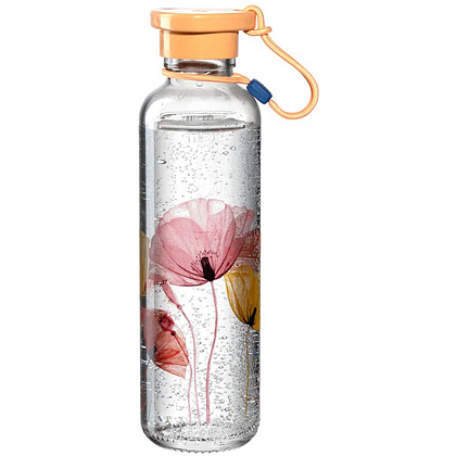 Бутылка для воды "Apricot Flower", стекло, 500 мл, прозрачный, желтый - 2