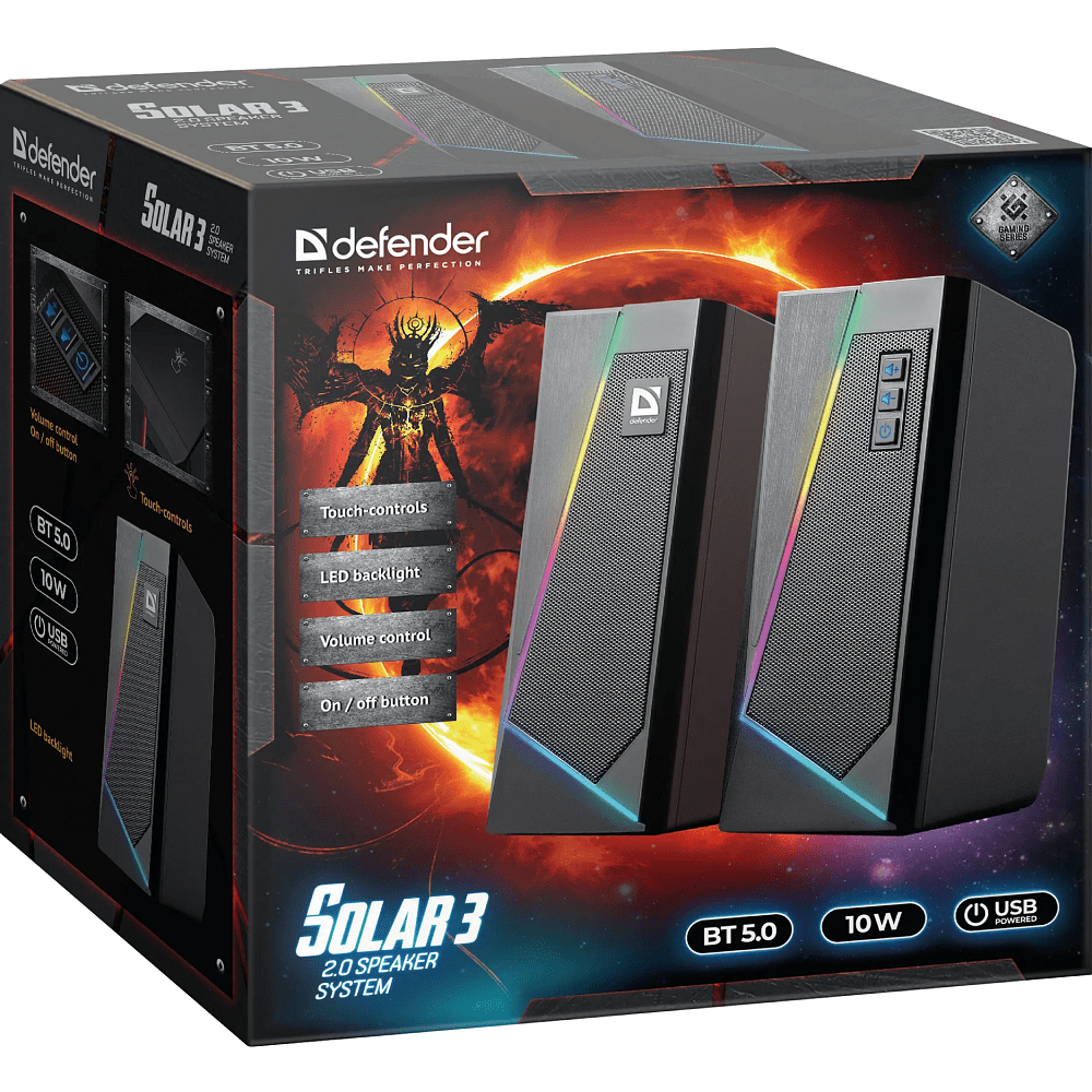 Акустическая система Defender Solar 3, 10 Вт, USB, черный - 5 Акустическая система Defender Solar 3, 10 Вт, USB, черный - 5