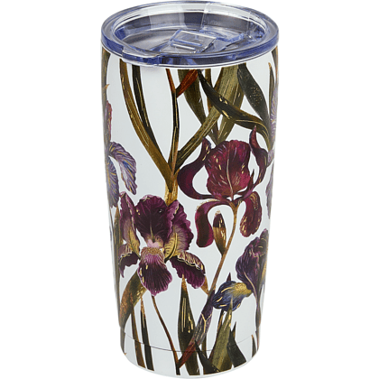 Кружка термическая "Flora. Ирисы", металл, пластик, 600 мл, белый