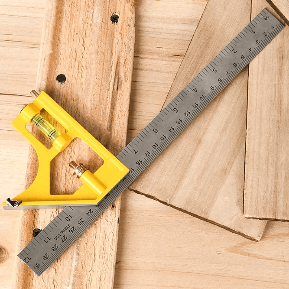 Линейка Deli EDL7300Y, с угольником и уровнем, металл, пластик, 30 см  - 5