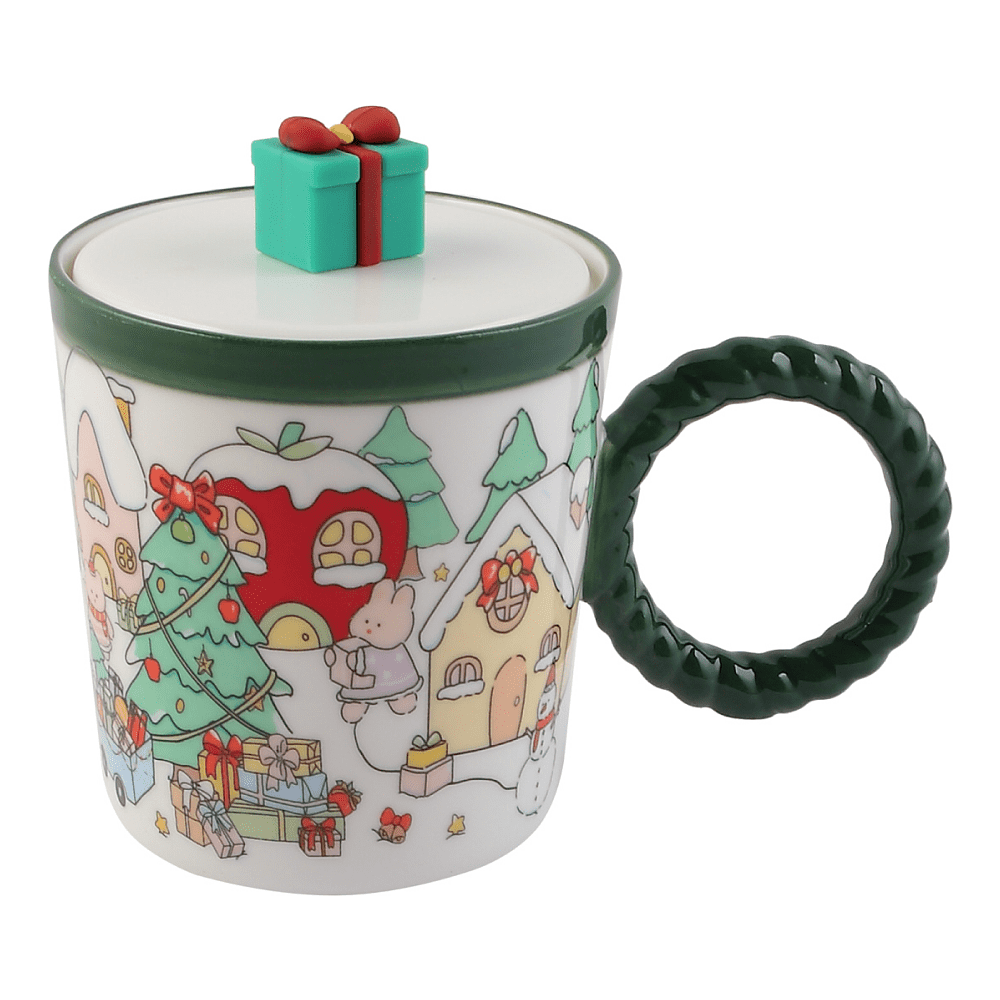 Кружка керамическая "Новогодние истории", 420 мл, с крышкой, ассорти - 2