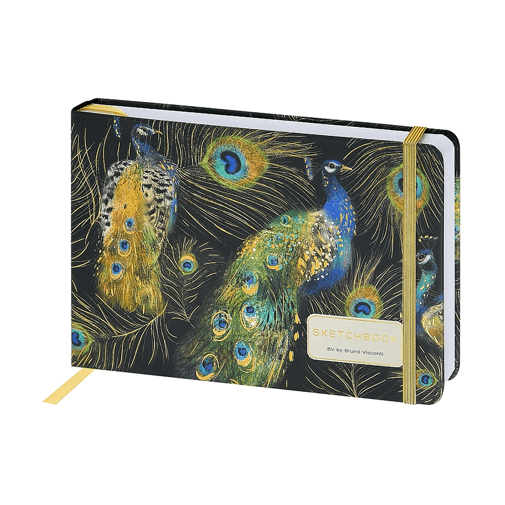 Скетчбук "Fauna. Павлины", 14.6х21.3 см, 180 г/м2, 96 листов, разноцветный